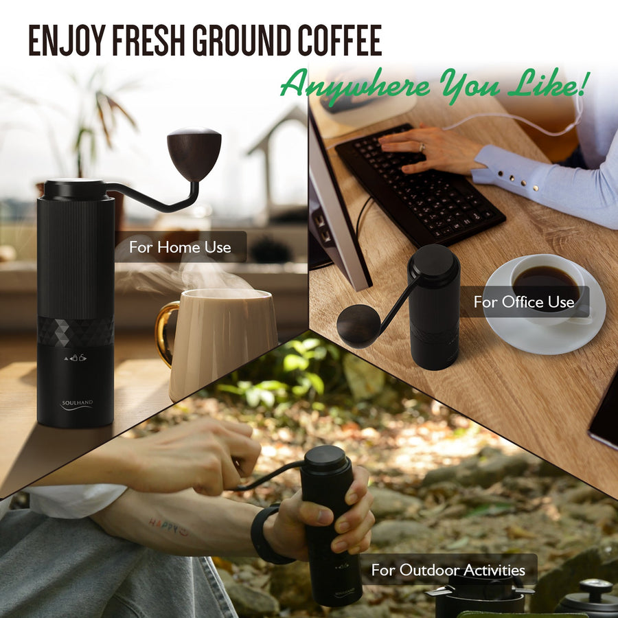 Two-in-one electric/hand coffee grinder works at home or camp