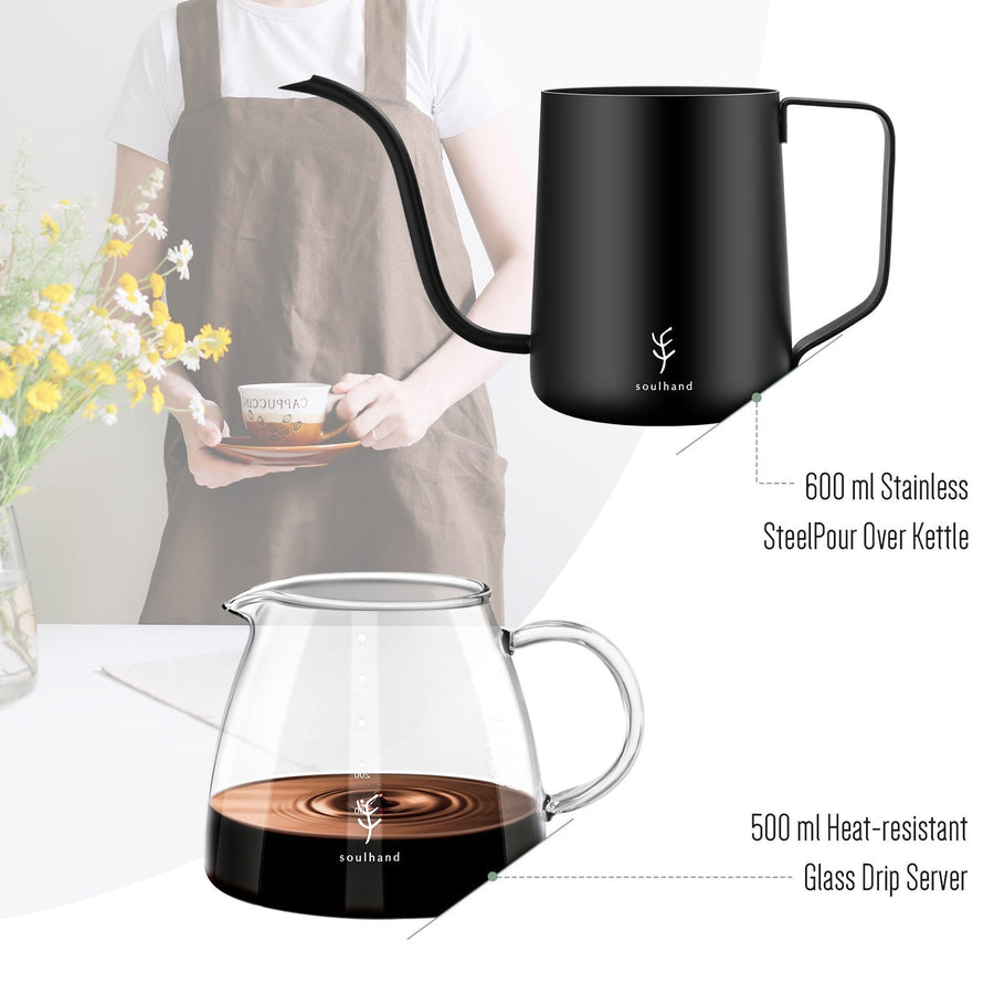 Drip Coffee Pour Over Set Hand Drip Coffee Maker Glass Kettle And